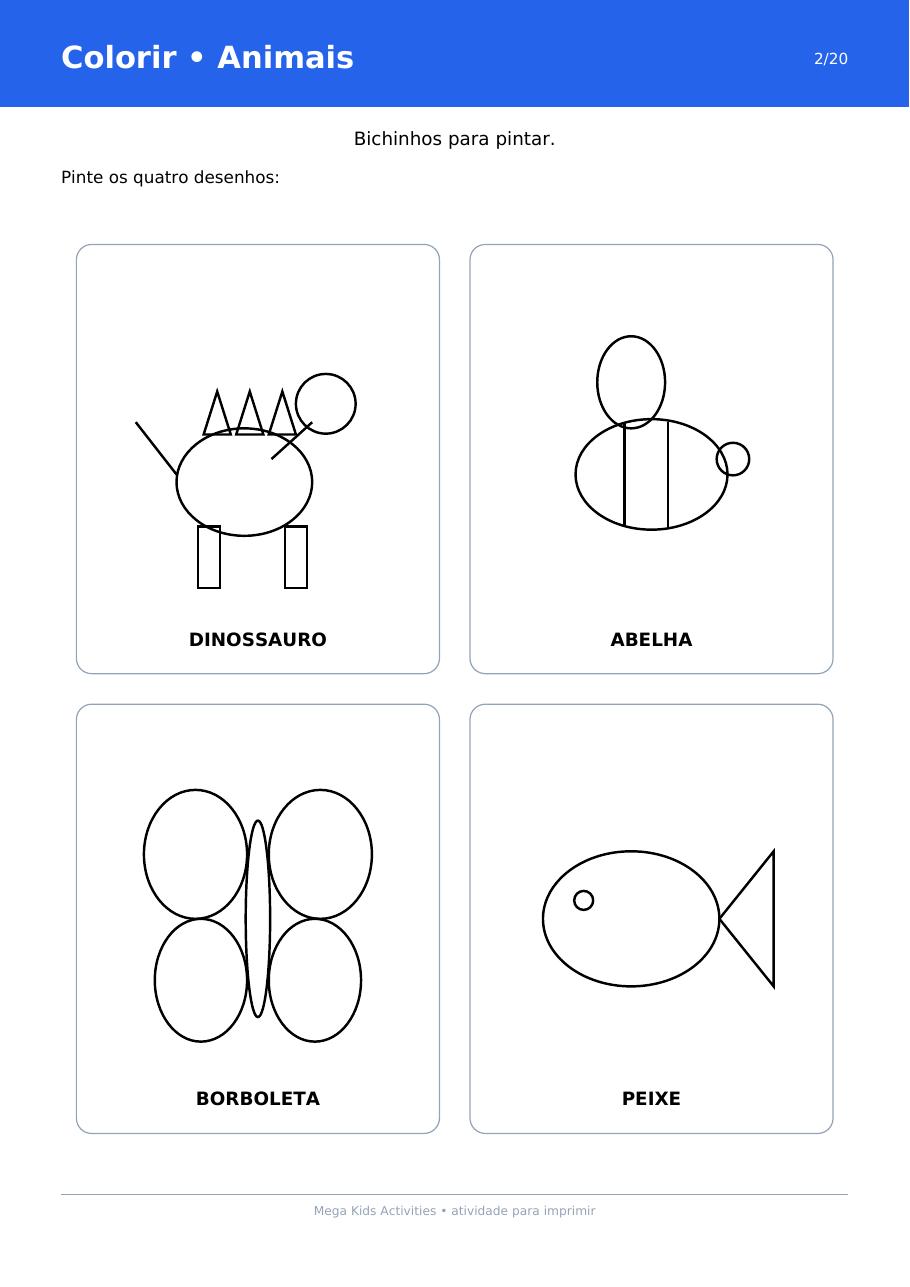 Página real de colorir animais do kit