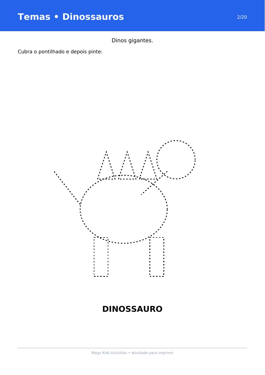 Página real de atividade com tema dinossauros do kit
